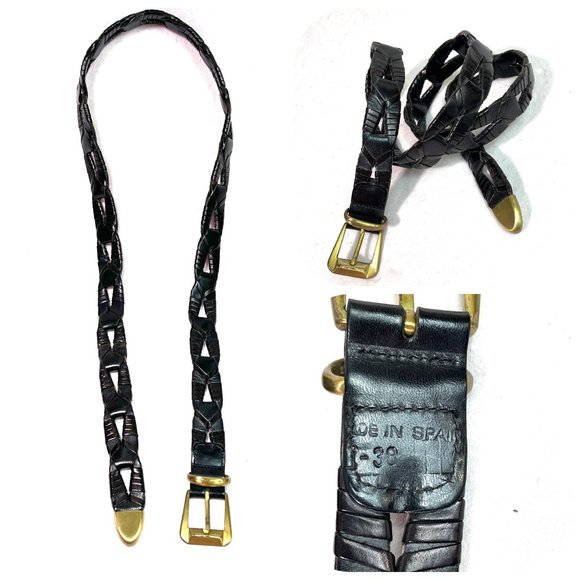 WCM Made in Spain leather Braided black belt - Picture 1 of 5